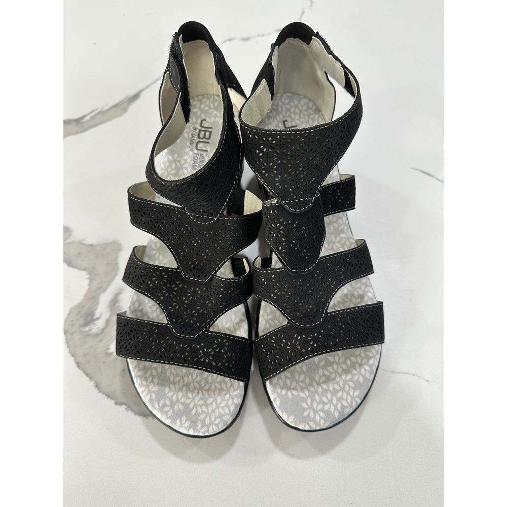 JBU by Jambu Black Vegan Memory Foam Wedge Sandals Women's Size 9.5M